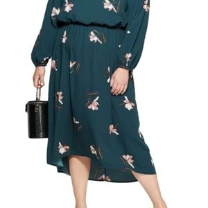 AVA & VIV WOMEN'S PLUS SIZE FLORAL PRINT LONG SLEEVE DRESS